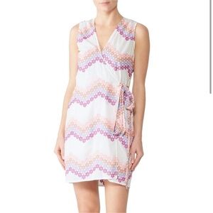 Miguelina Ali Wrap dress cotton Chevron floral embroidery colorful